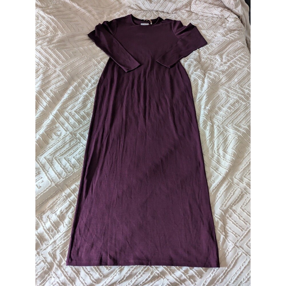 Quince Jersey Long Sleeve Maxi Dress Size L Wine Tasting Red NWT Organic Cotton - Picture 4 of 7
